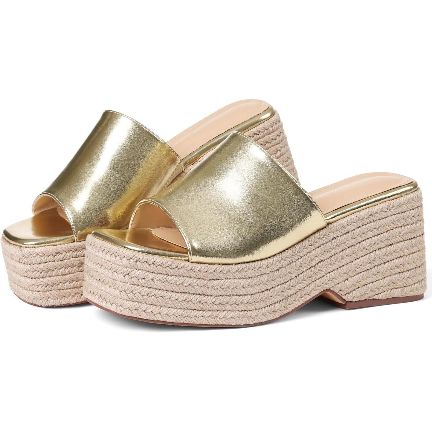 Platform Slip on Espadrille Sandals for Women Wedges Slides Bohemia Sandals Flatform Open Toe Beach Sandals