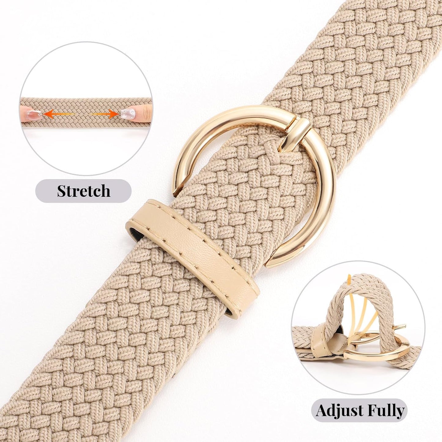 Women Braided Woven Elastic Stretch Belt Canvas Casual Belt for Jeans Pants