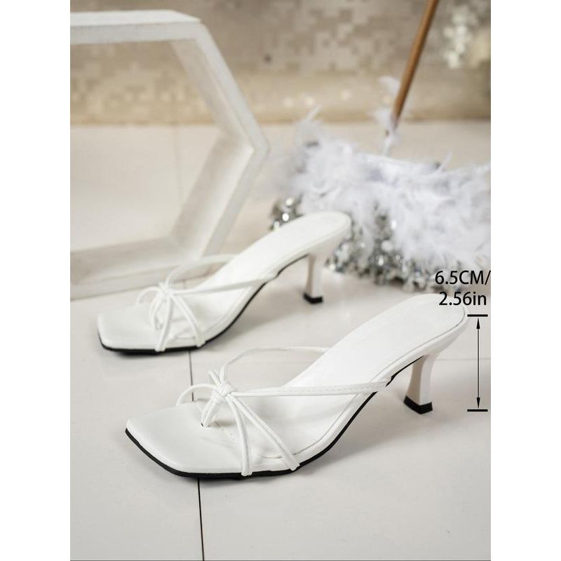 Women'S Fashionable Solid Color Stiletto Heeled Sandals, Elegant Square Toe High Heel Sandals for Party, Banquet, Trendy All-Match & Exquisite Red Heels for Women, Footwear