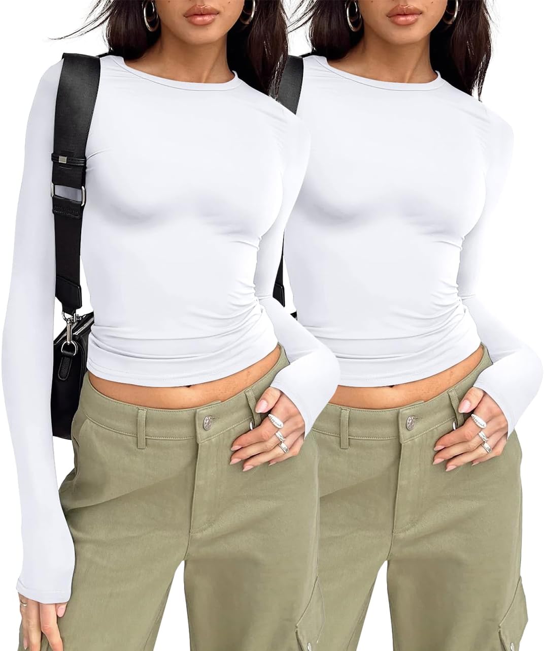 3 Pack Womens Long Sleeve T Shirts Fall Fashion Basic Going Out Crop Tops Slim Fitted Winter Clothes 2025