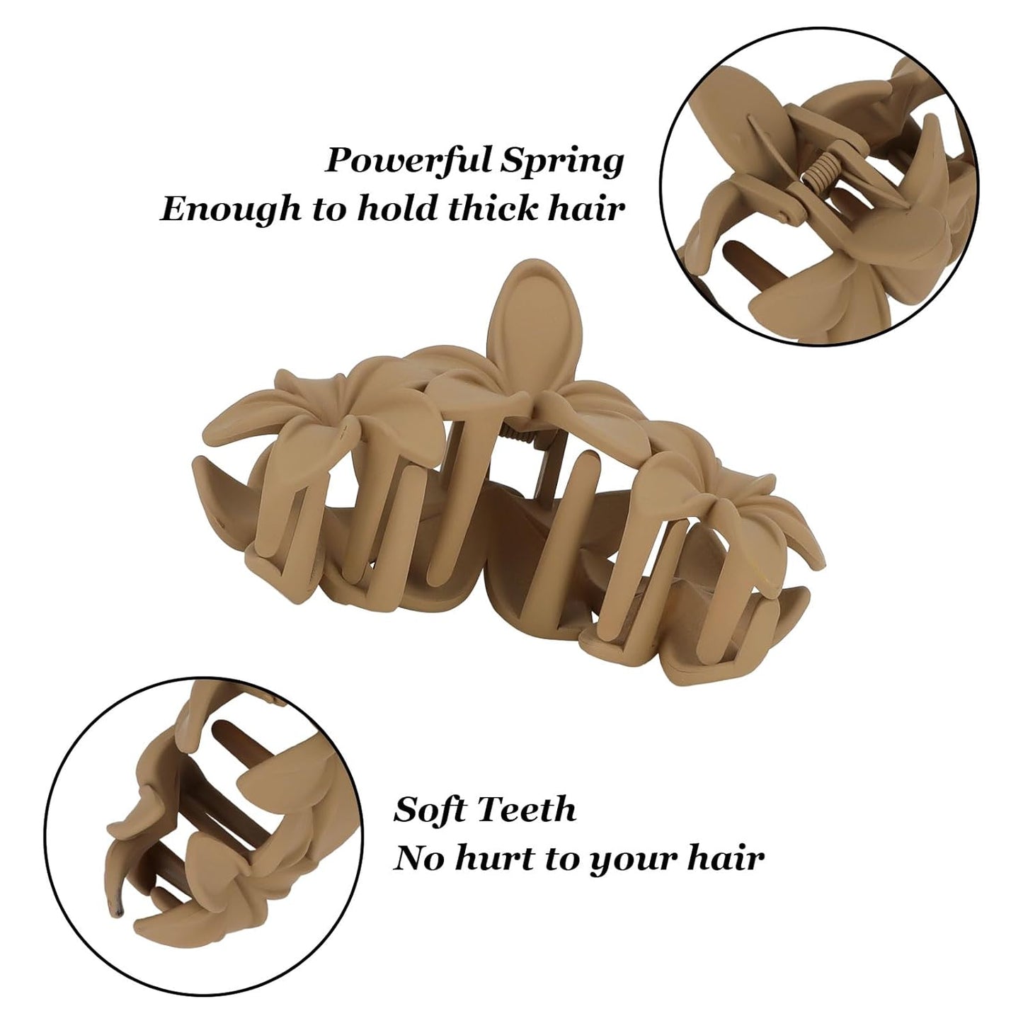 4PCS Hawaiian Plumeria Flower Hair Clips - Large Non-Slip Matte Claw Clips for Women, Strong Hold Beach Hair Accessories