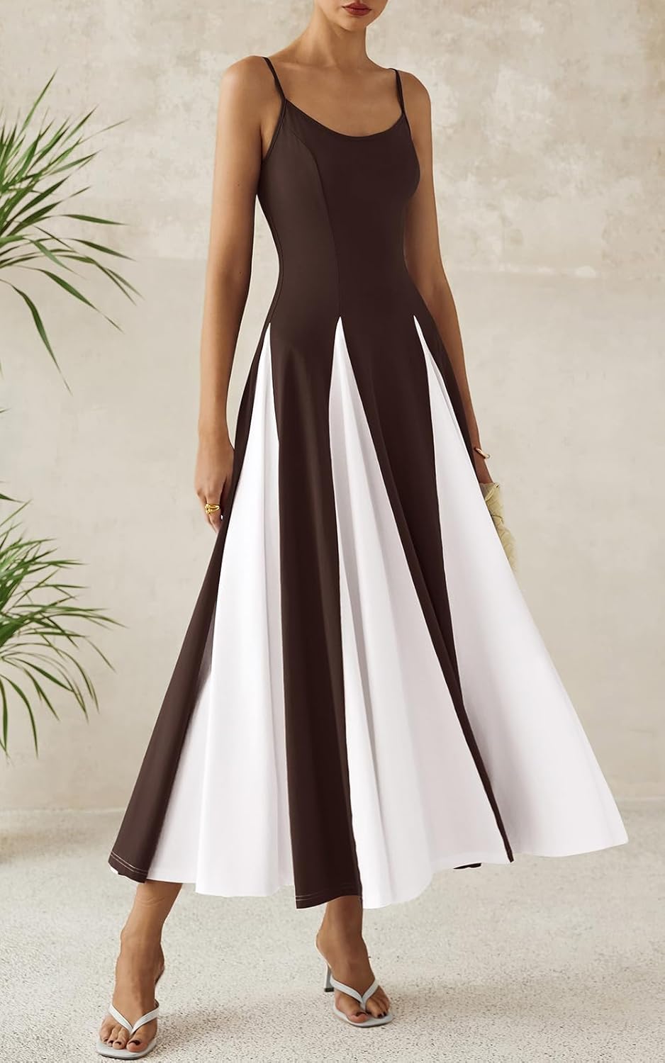 Spaghetti Strap Backless Summer Dresses for Women 2025 Flowy Maxi Dresses Sleeveless Wedding Guest Dress