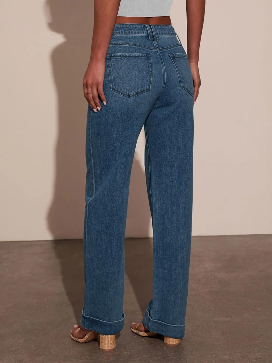 Jeans for Women Wide Leg High Waisted Trendy Strechy Straight Leg Loose Tummy Control Denim Pants with Pocket 2025