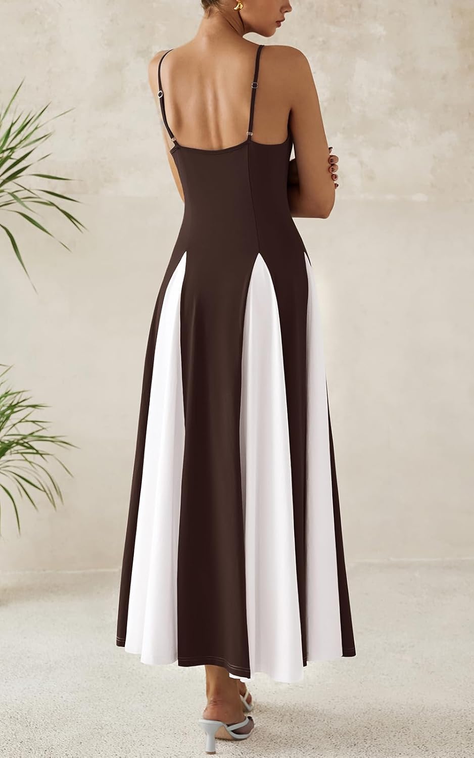 Spaghetti Strap Backless Summer Dresses for Women 2025 Flowy Maxi Dresses Sleeveless Wedding Guest Dress