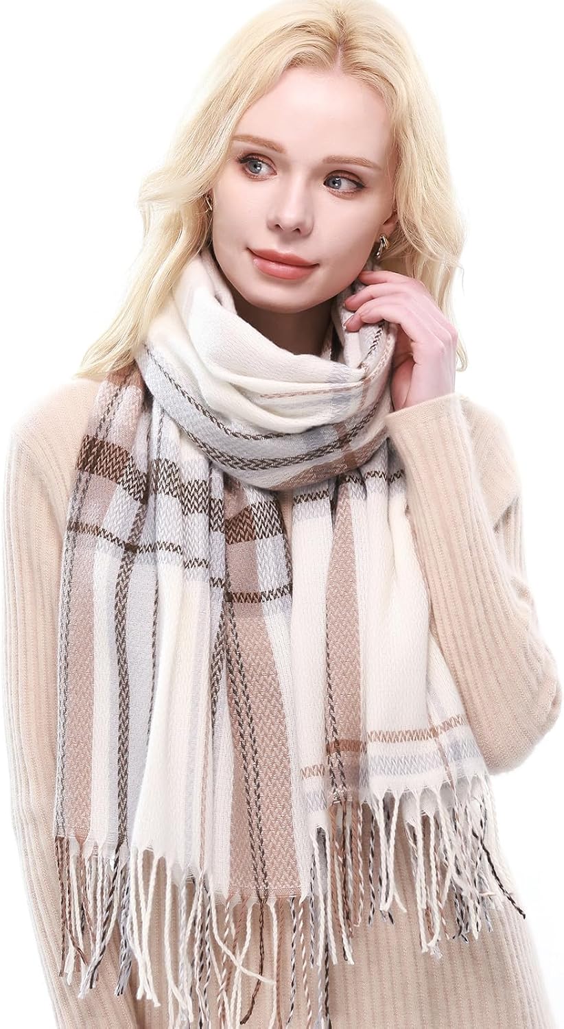RIIQIICHY Plaid Scarf for Women Fall Winter Pashmina Scarves Wraps for Cold Weather Warm Large