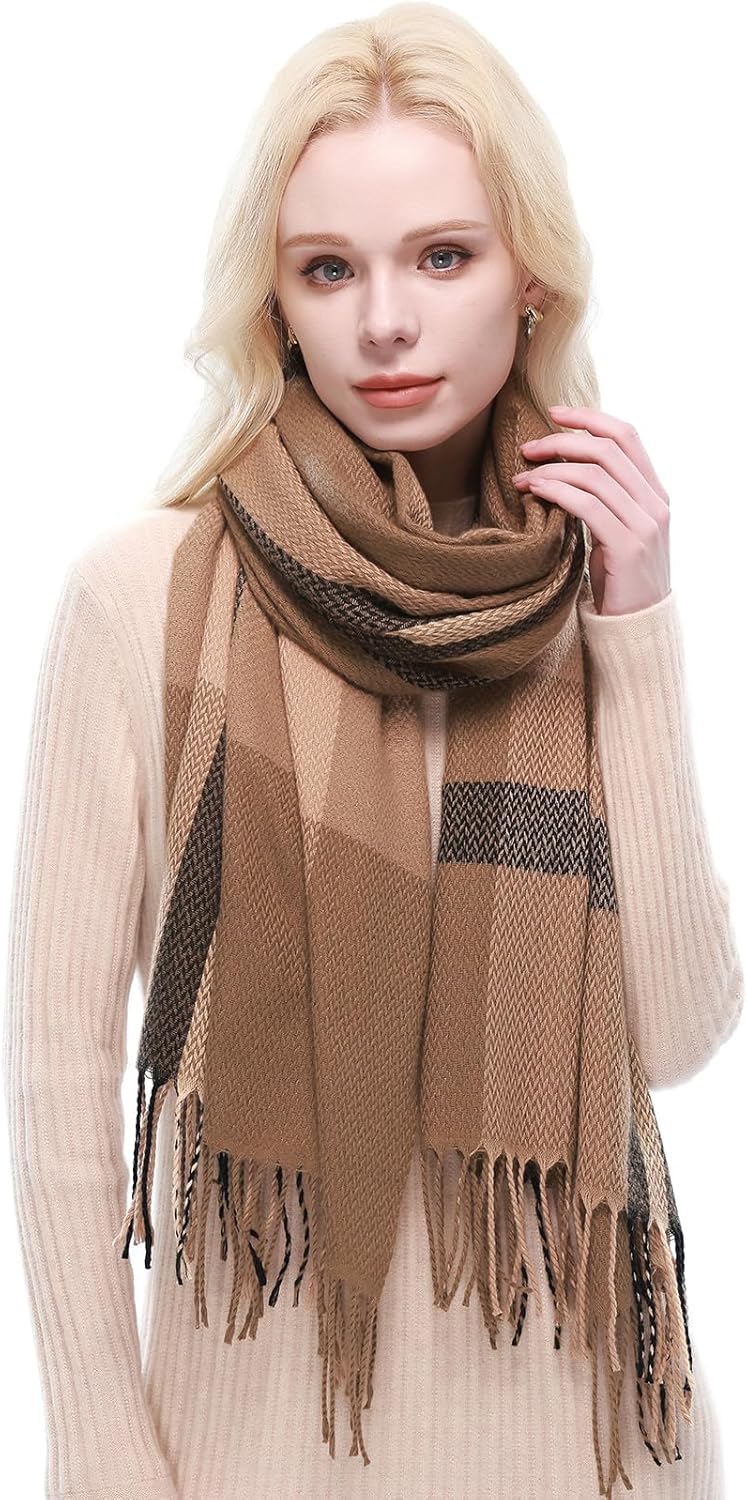 RIIQIICHY Plaid Scarf for Women Fall Winter Pashmina Scarves Wraps for Cold Weather Warm Large
