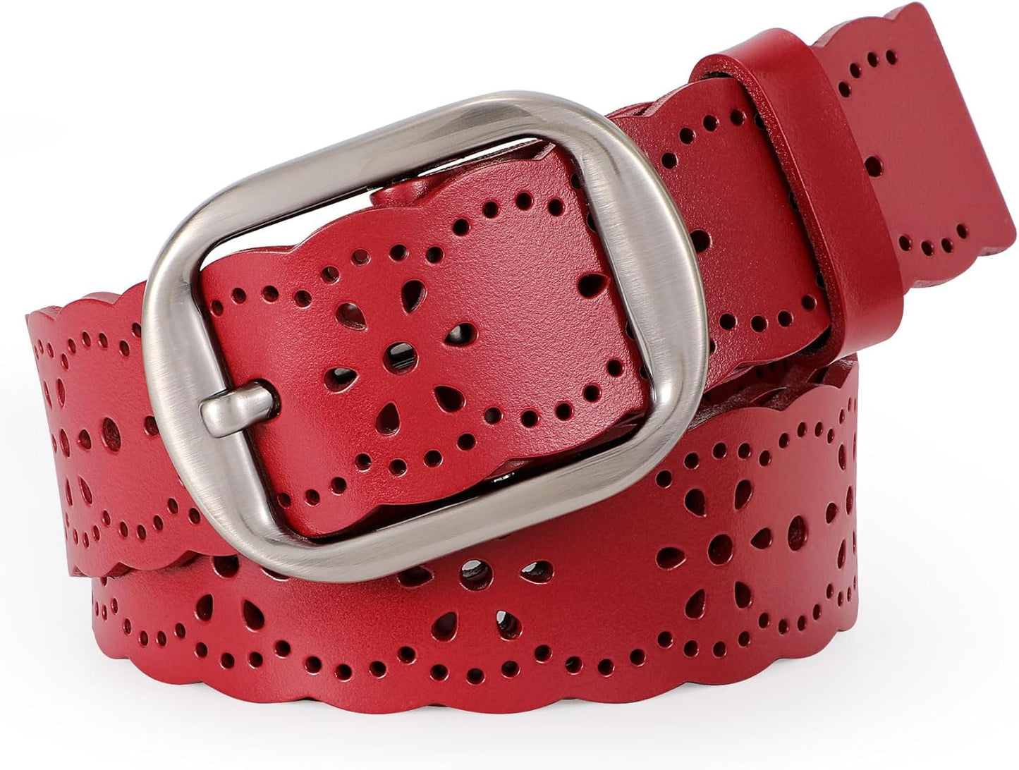 Women'S Hollow Flower Genuine Leather Belt for Jeans Pants Wide Belt for Ladies
