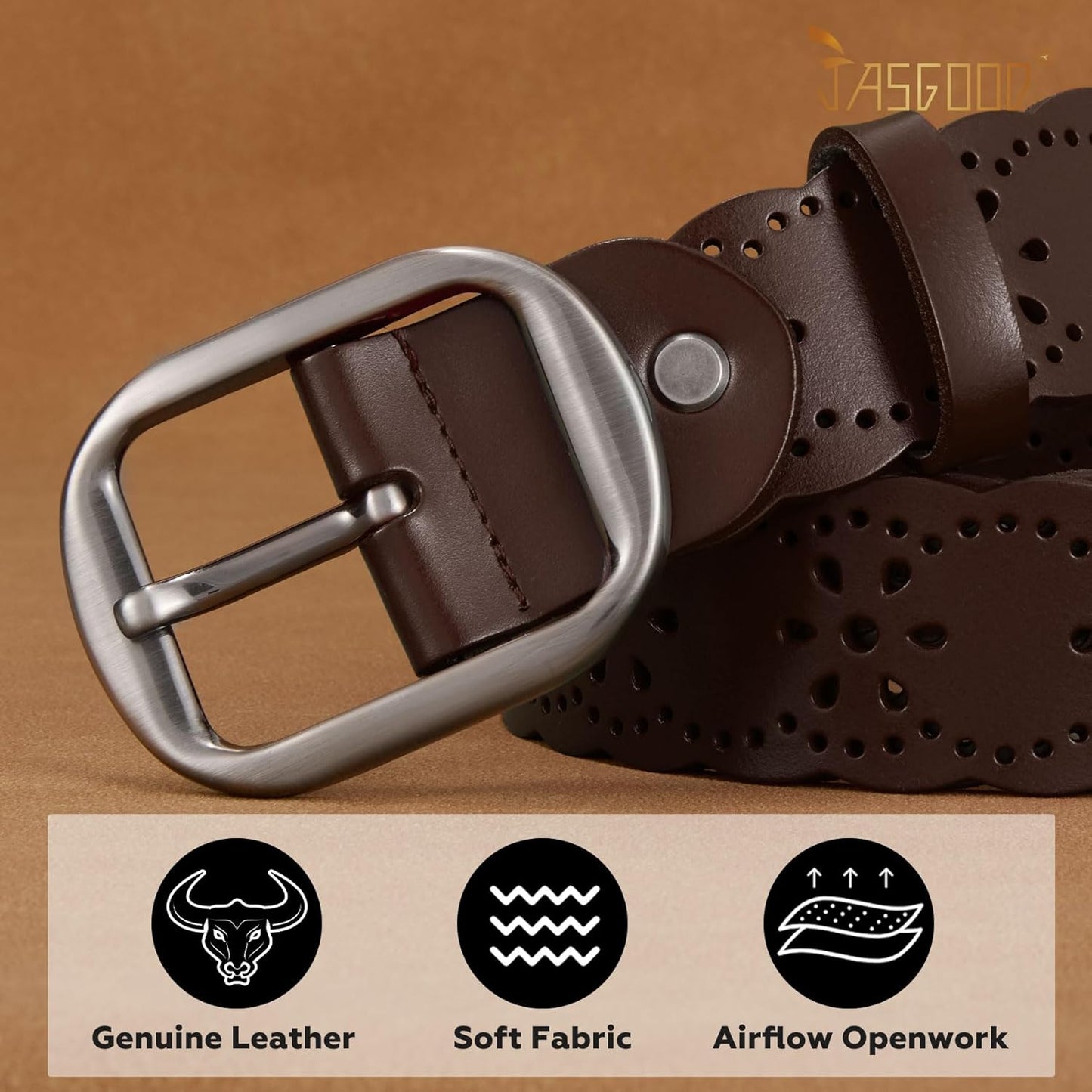 Women'S Hollow Flower Genuine Leather Belt for Jeans Pants Wide Belt for Ladies