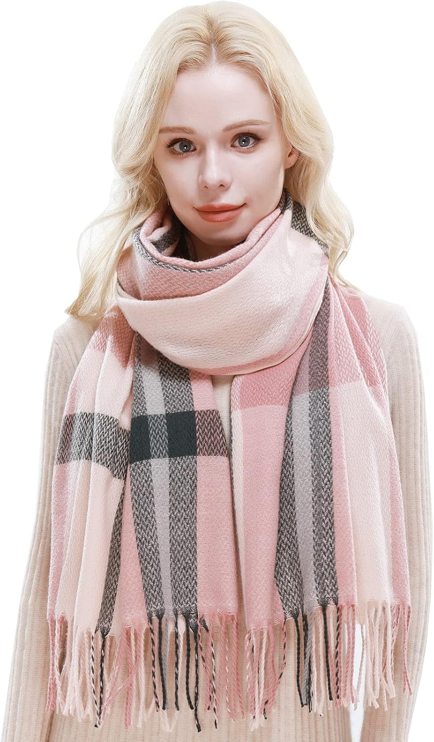 RIIQIICHY Plaid Scarf for Women Fall Winter Pashmina Scarves Wraps for Cold Weather Warm Large