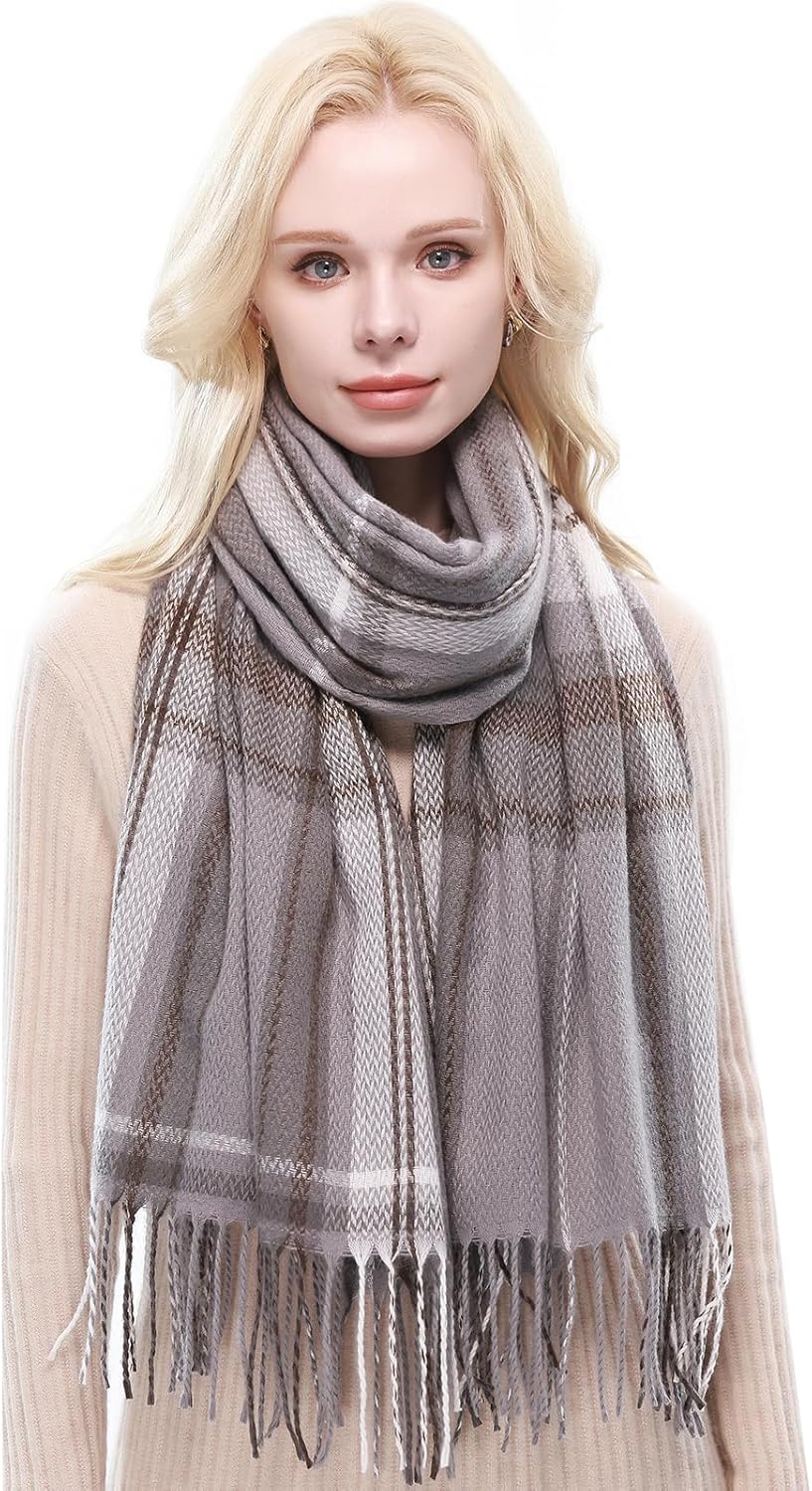 RIIQIICHY Plaid Scarf for Women Fall Winter Pashmina Scarves Wraps for Cold Weather Warm Large