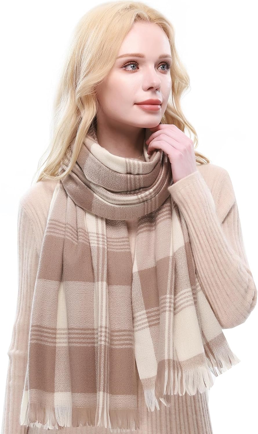 RIIQIICHY Plaid Scarf for Women Fall Winter Pashmina Scarves Wraps for Cold Weather Warm Large
