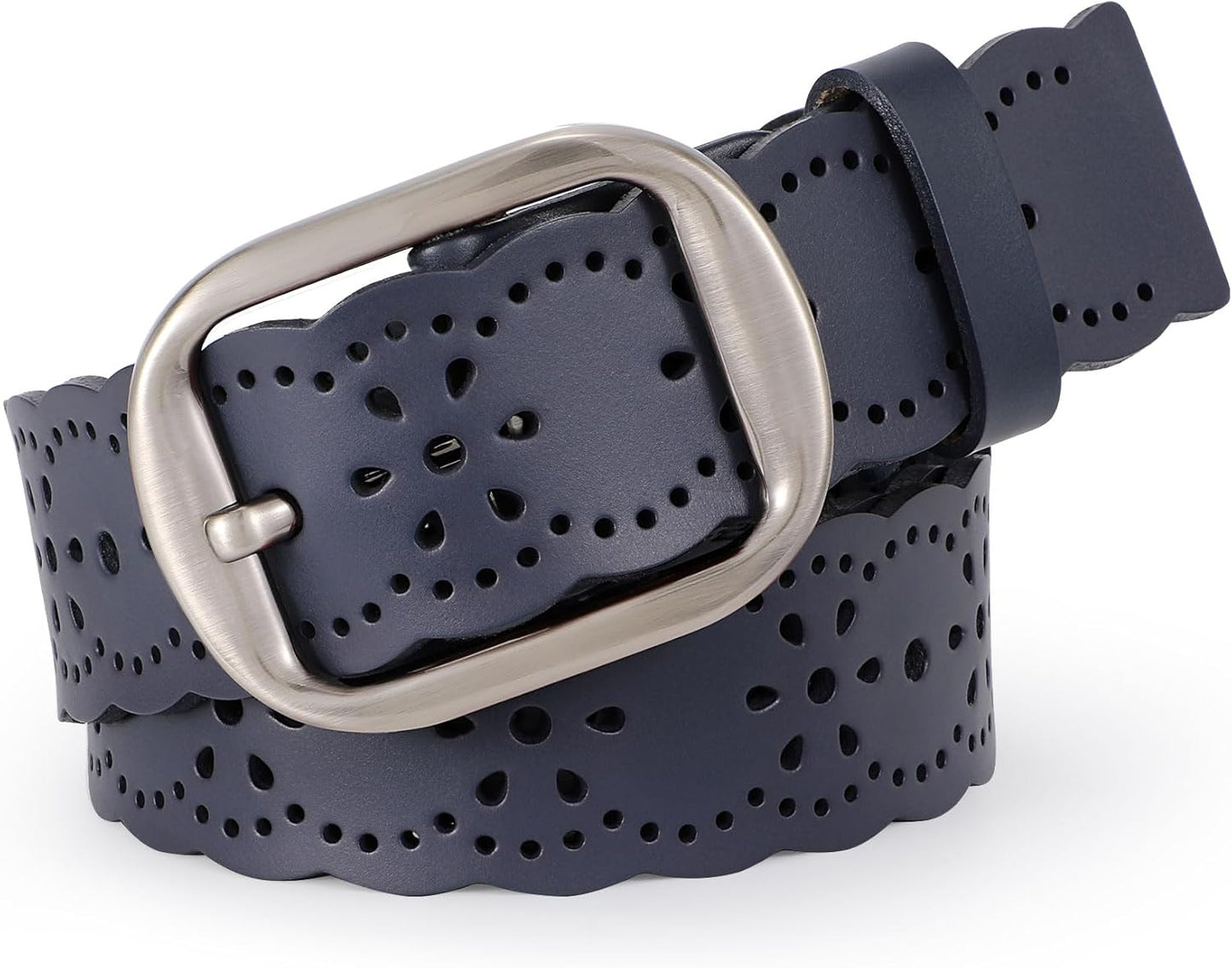 Women'S Hollow Flower Genuine Leather Belt for Jeans Pants Wide Belt for Ladies