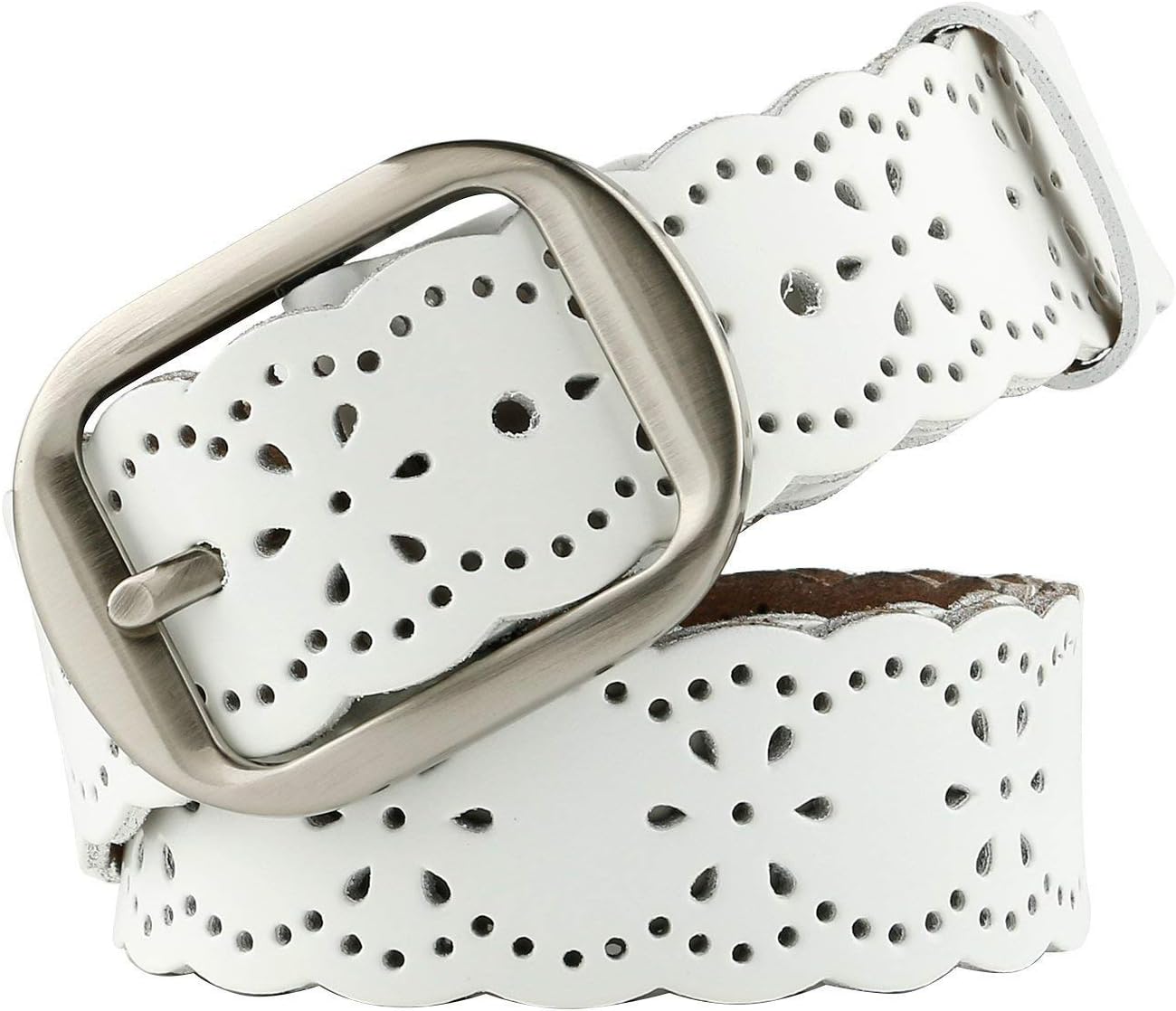 Women'S Hollow Flower Genuine Leather Belt for Jeans Pants Wide Belt for Ladies