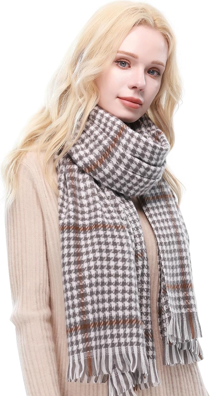 RIIQIICHY Plaid Scarf for Women Fall Winter Pashmina Scarves Wraps for Cold Weather Warm Large
