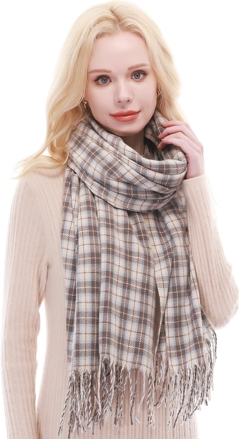 RIIQIICHY Plaid Scarf for Women Fall Winter Pashmina Scarves Wraps for Cold Weather Warm Large