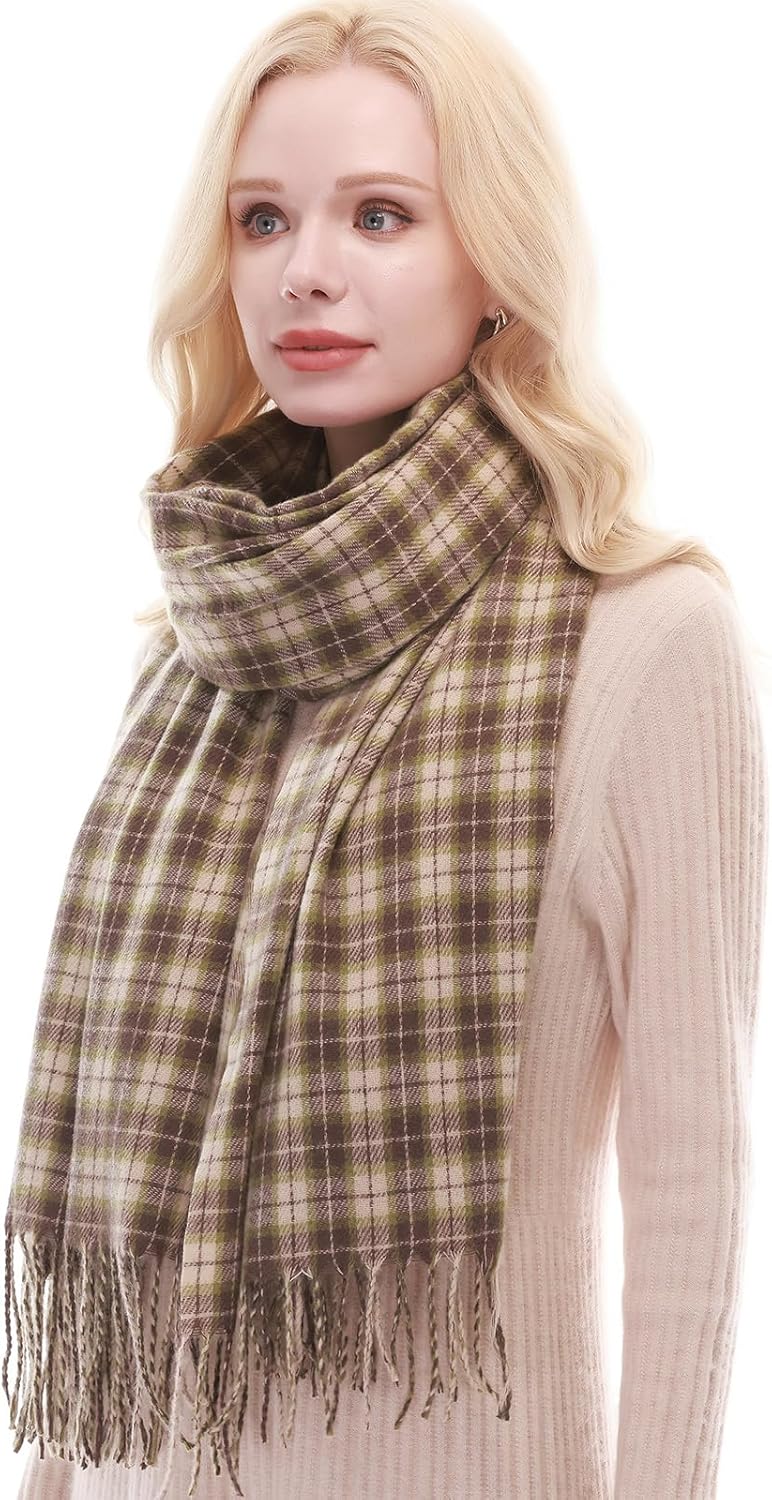 RIIQIICHY Plaid Scarf for Women Fall Winter Pashmina Scarves Wraps for Cold Weather Warm Large