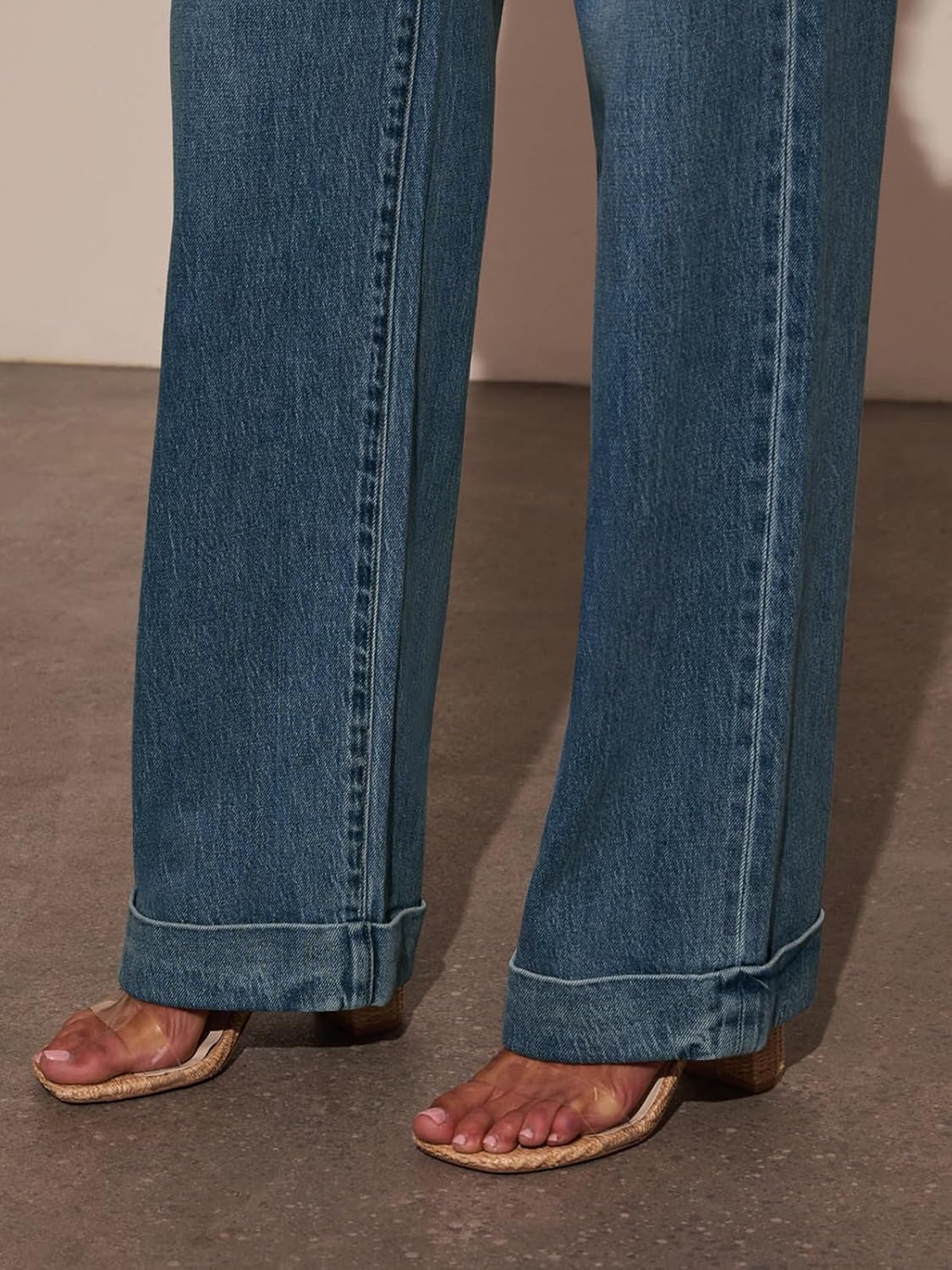 Jeans for Women Wide Leg High Waisted Trendy Strechy Straight Leg Loose Tummy Control Denim Pants with Pocket 2025