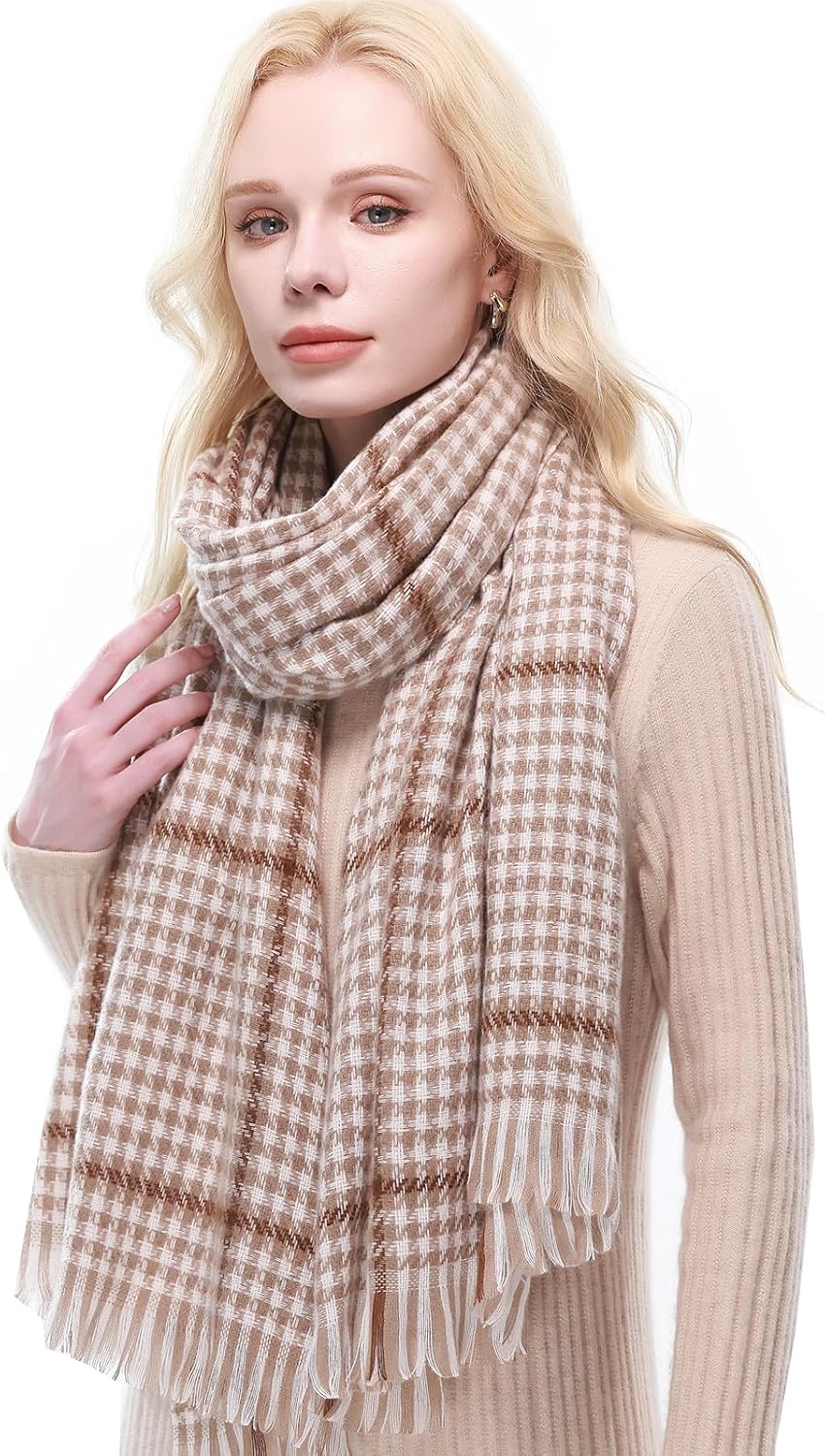 RIIQIICHY Plaid Scarf for Women Fall Winter Pashmina Scarves Wraps for Cold Weather Warm Large