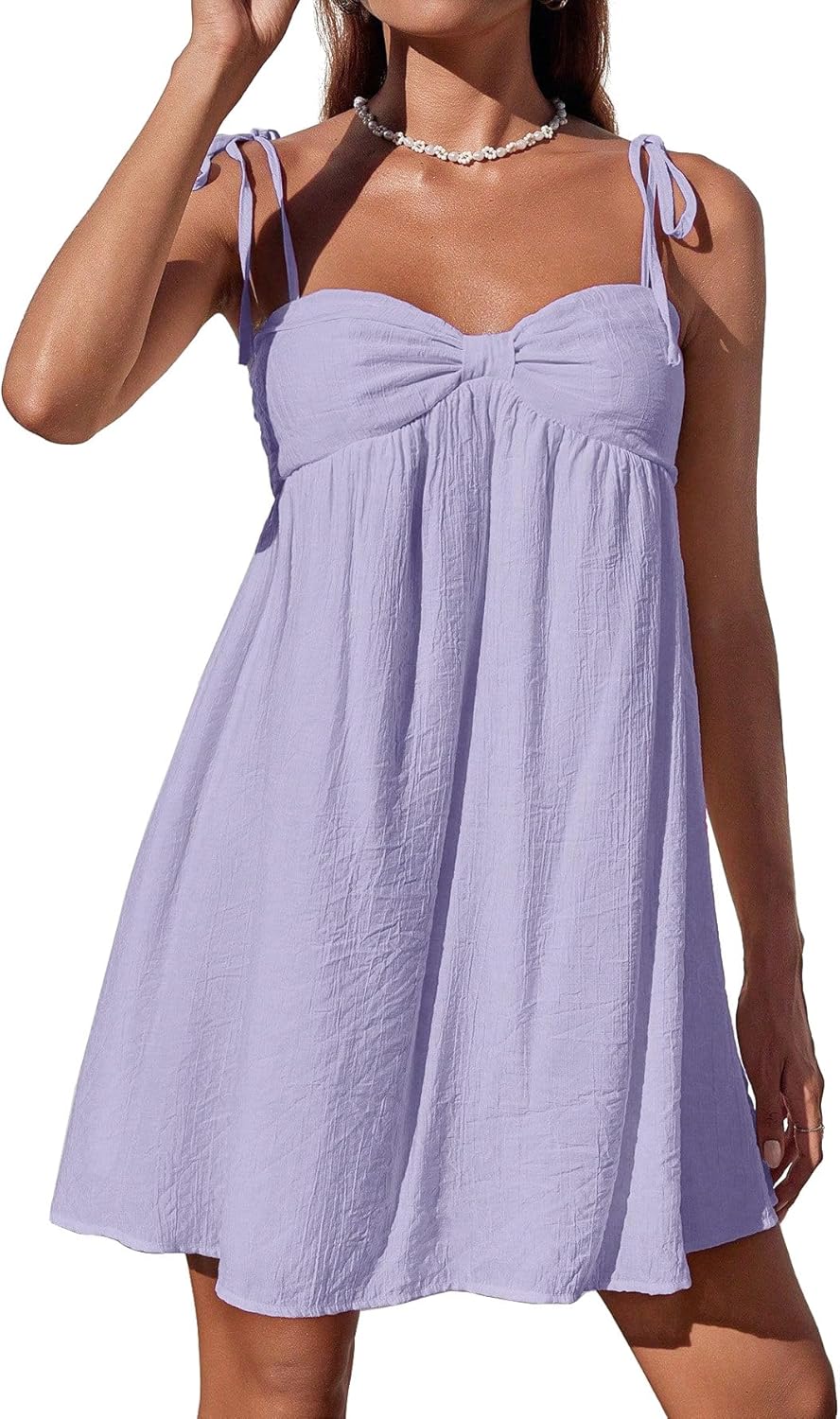 Casual Summer Dresses for Women 2025 Flowy Sun Dress Mini Slip Dress Cute Spaghetti Strap Dress