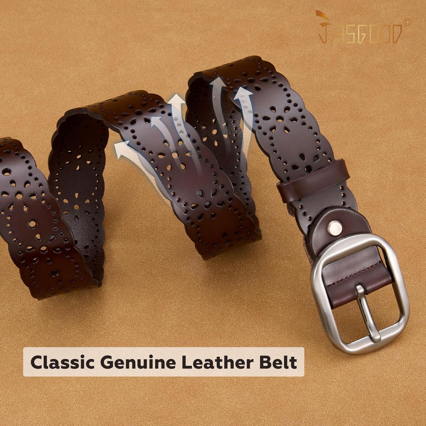 Women'S Hollow Flower Genuine Leather Belt for Jeans Pants Wide Belt for Ladies