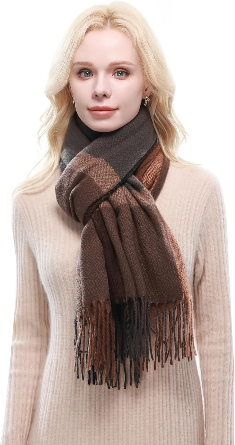 RIIQIICHY Plaid Scarf for Women Fall Winter Pashmina Scarves Wraps for Cold Weather Warm Large