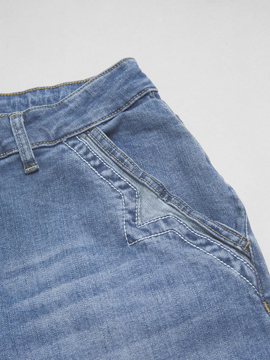 Wide Leg Jeans for Women Mid Waist Baggy Stitch Decor Denim Washed Pants without Belt