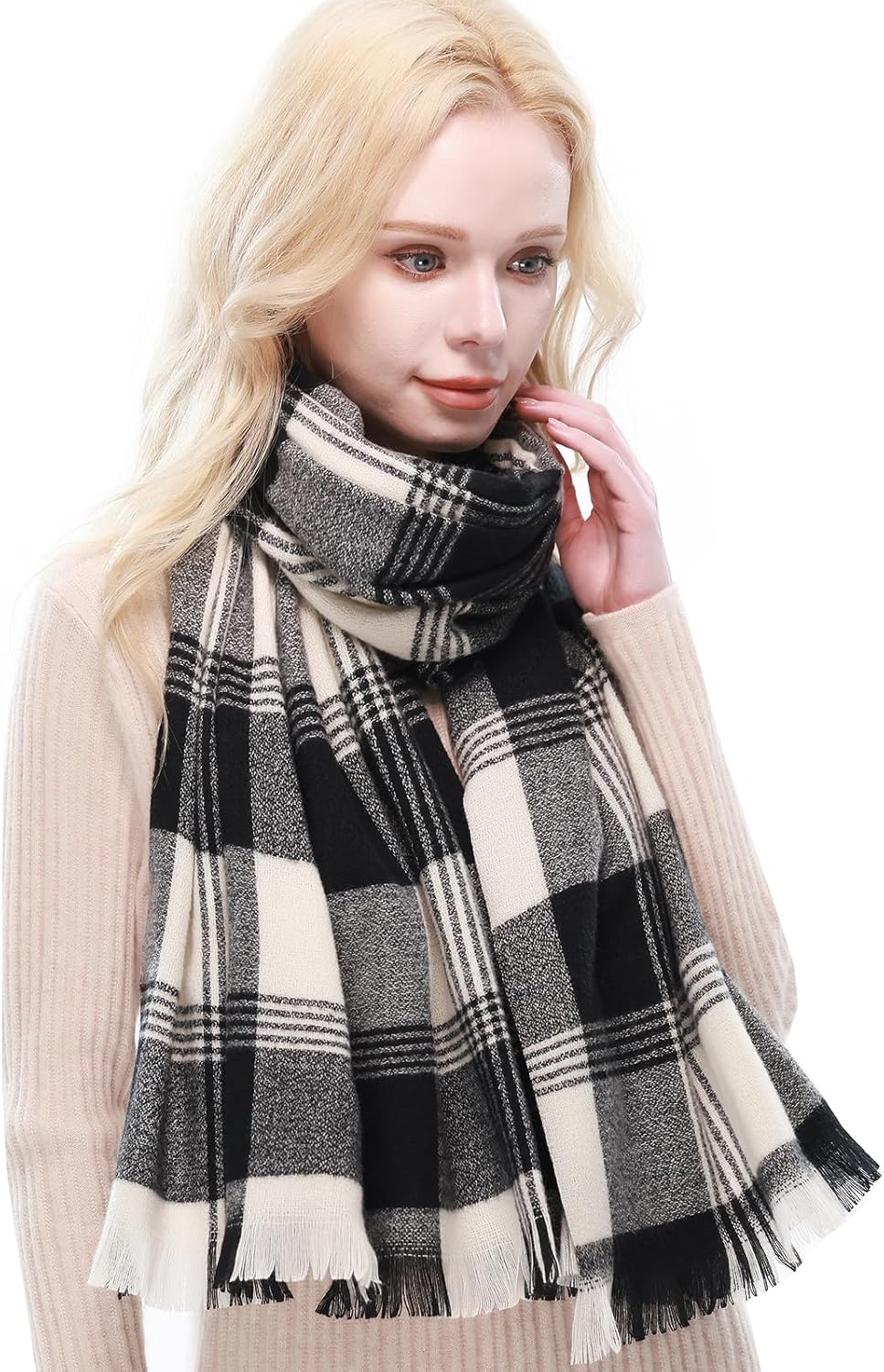 RIIQIICHY Plaid Scarf for Women Fall Winter Pashmina Scarves Wraps for Cold Weather Warm Large