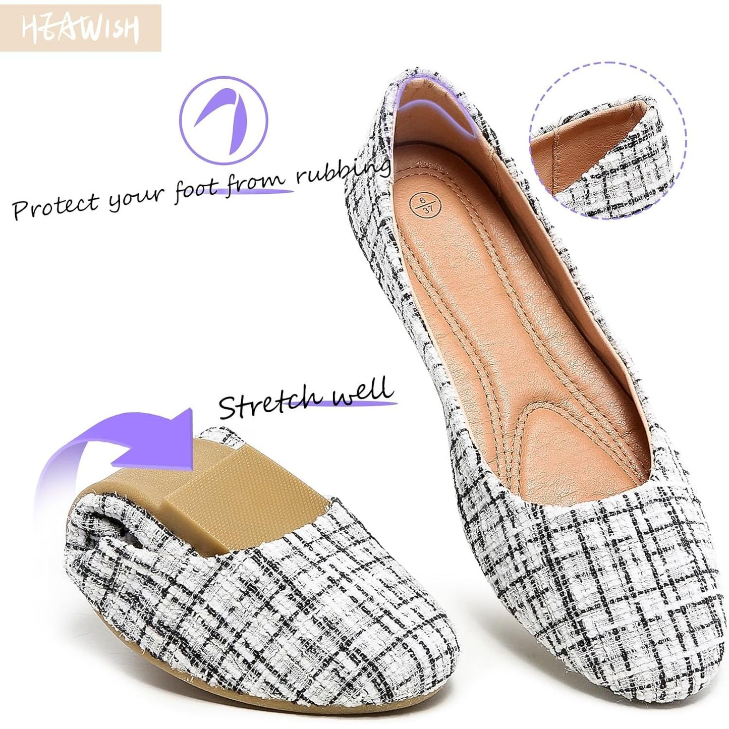Women’S round Toe Flats Shoes Ballet Flats Dressy Comfortable White Green Flats for Women