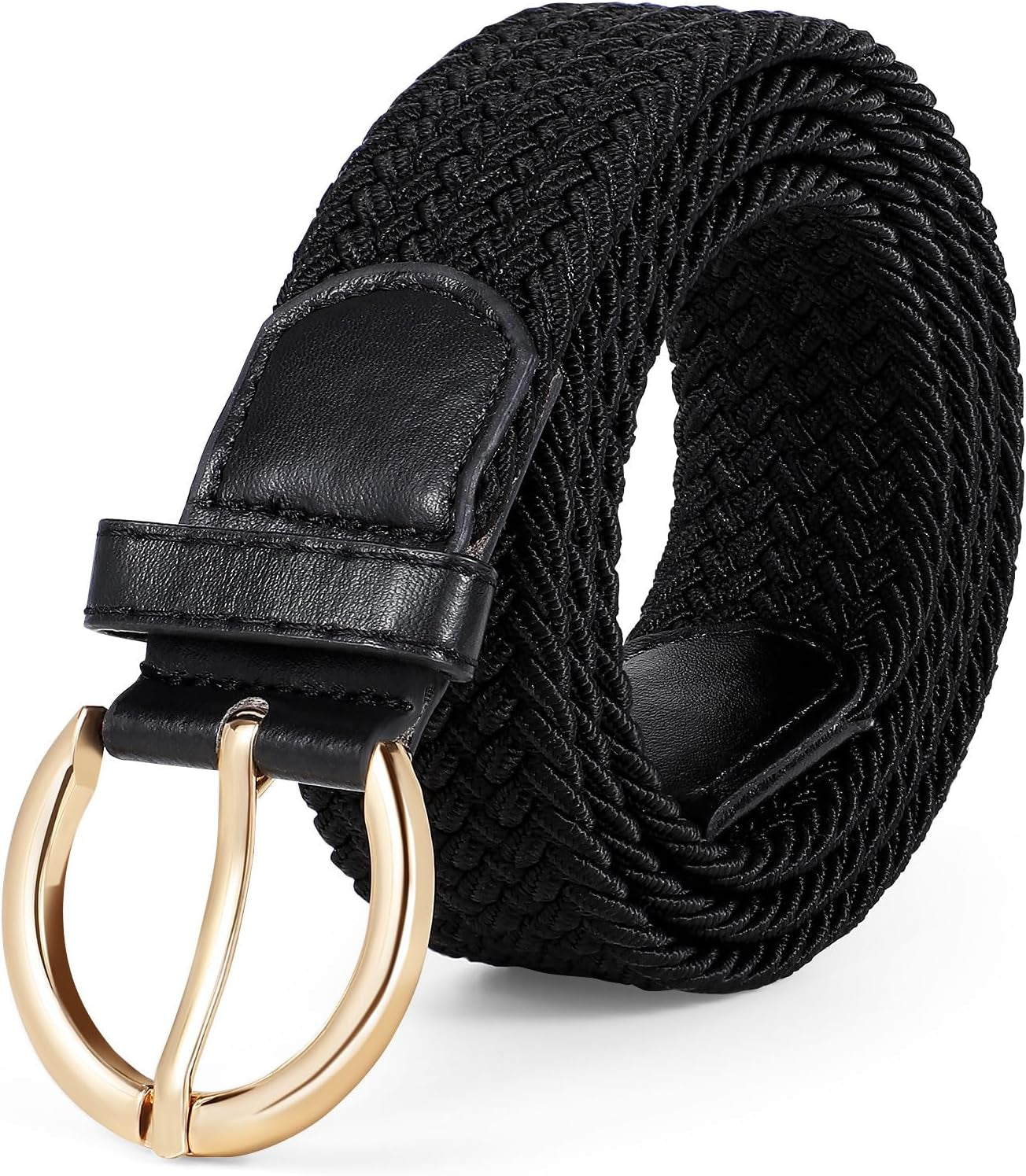 Women Braided Woven Elastic Stretch Belt Canvas Casual Belt for Jeans Pants