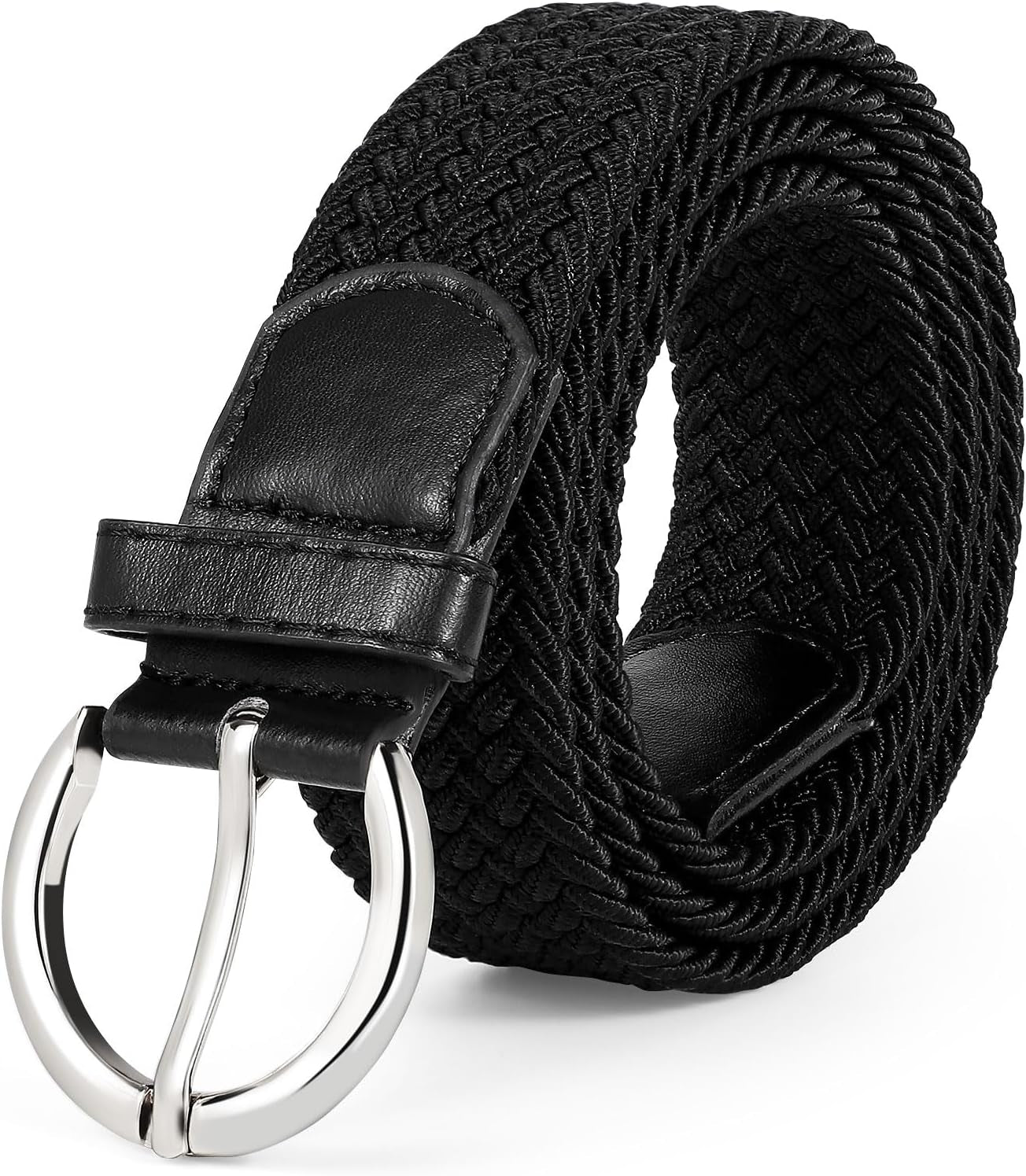 Women Braided Woven Elastic Stretch Belt Canvas Casual Belt for Jeans Pants
