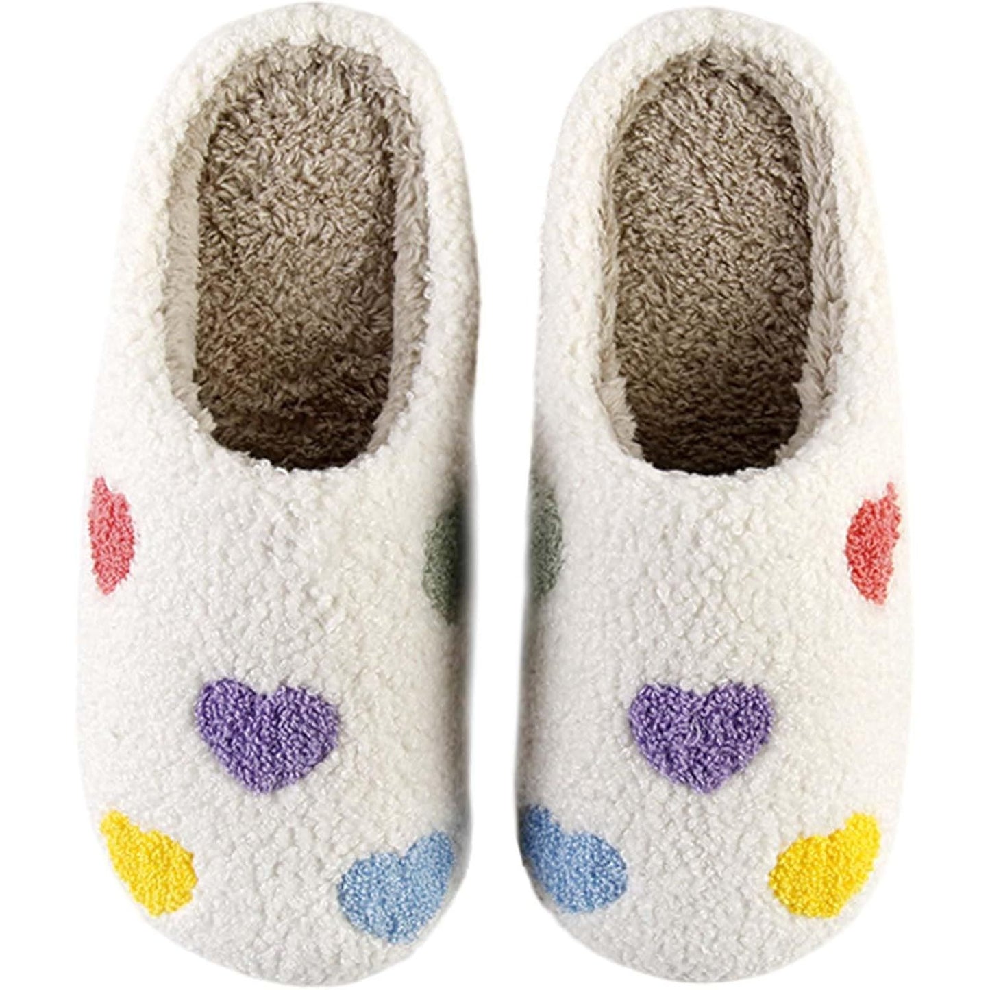 Womens Mens Slippers Retro Memory Foam Cute Cartoon Plush Fluffy Warm Fur Lined Slippers Indoor House Home Winter Shoes