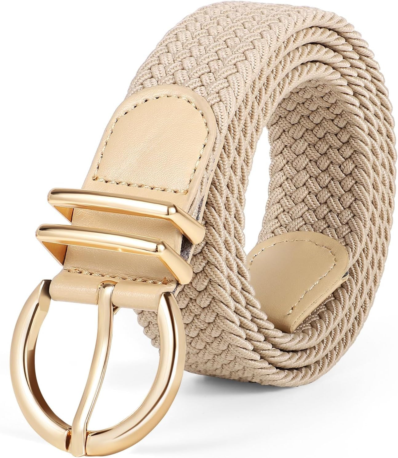 Women Braided Woven Elastic Stretch Belt Canvas Casual Belt for Jeans Pants