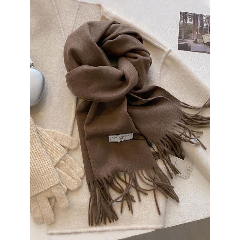 Thick Soft Plain Scarf for Fall & Winter, Unisex Elegant Woven Wrap for Daily Wear, Cozy Oversized Shawl for Warmth
