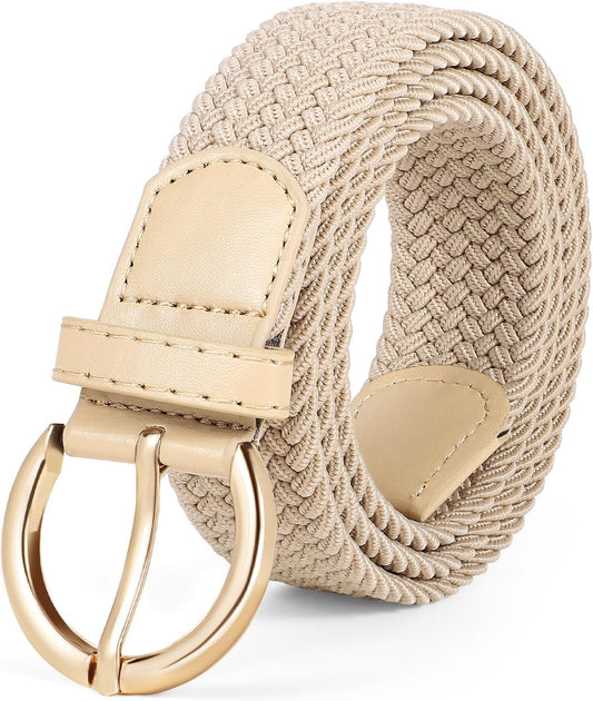 Women Braided Woven Elastic Stretch Belt Canvas Casual Belt for Jeans Pants