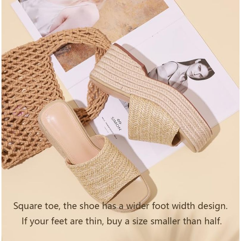 Platform Slip on Espadrille Sandals for Women Wedges Slides Bohemia Sandals Flatform Open Toe Beach Sandals