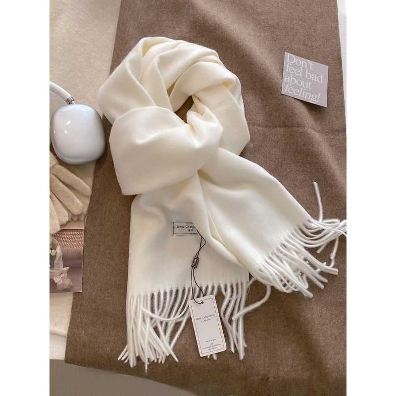 Thick Soft Plain Scarf for Fall & Winter, Unisex Elegant Woven Wrap for Daily Wear, Cozy Oversized Shawl for Warmth