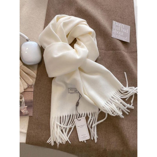 Thick Soft Plain Scarf for Fall & Winter, Unisex Elegant Woven Wrap for Daily Wear, Cozy Oversized Shawl for Warmth