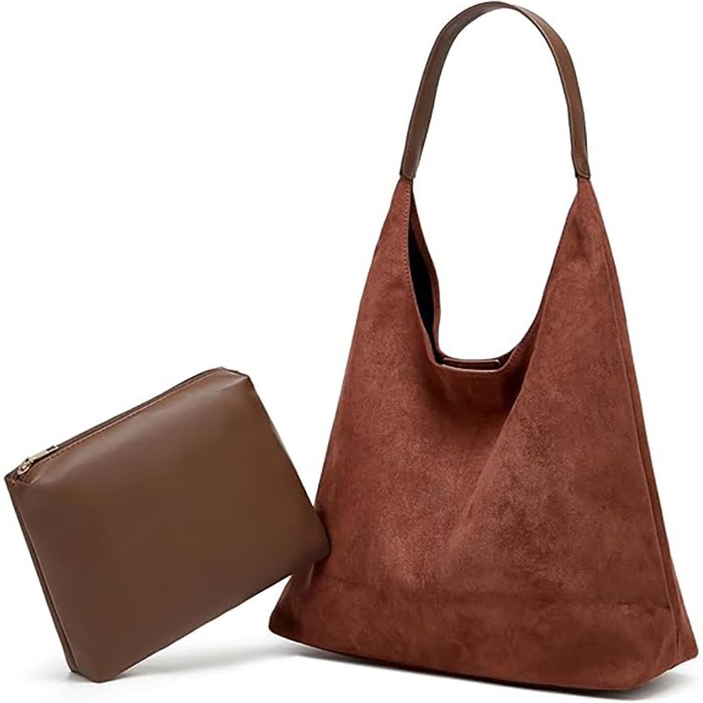 Trendy Suede Tote Bags for Women Work Bags Retro Suede Slouchy Bag Travel Handbag Office College Tote Handbag 2025