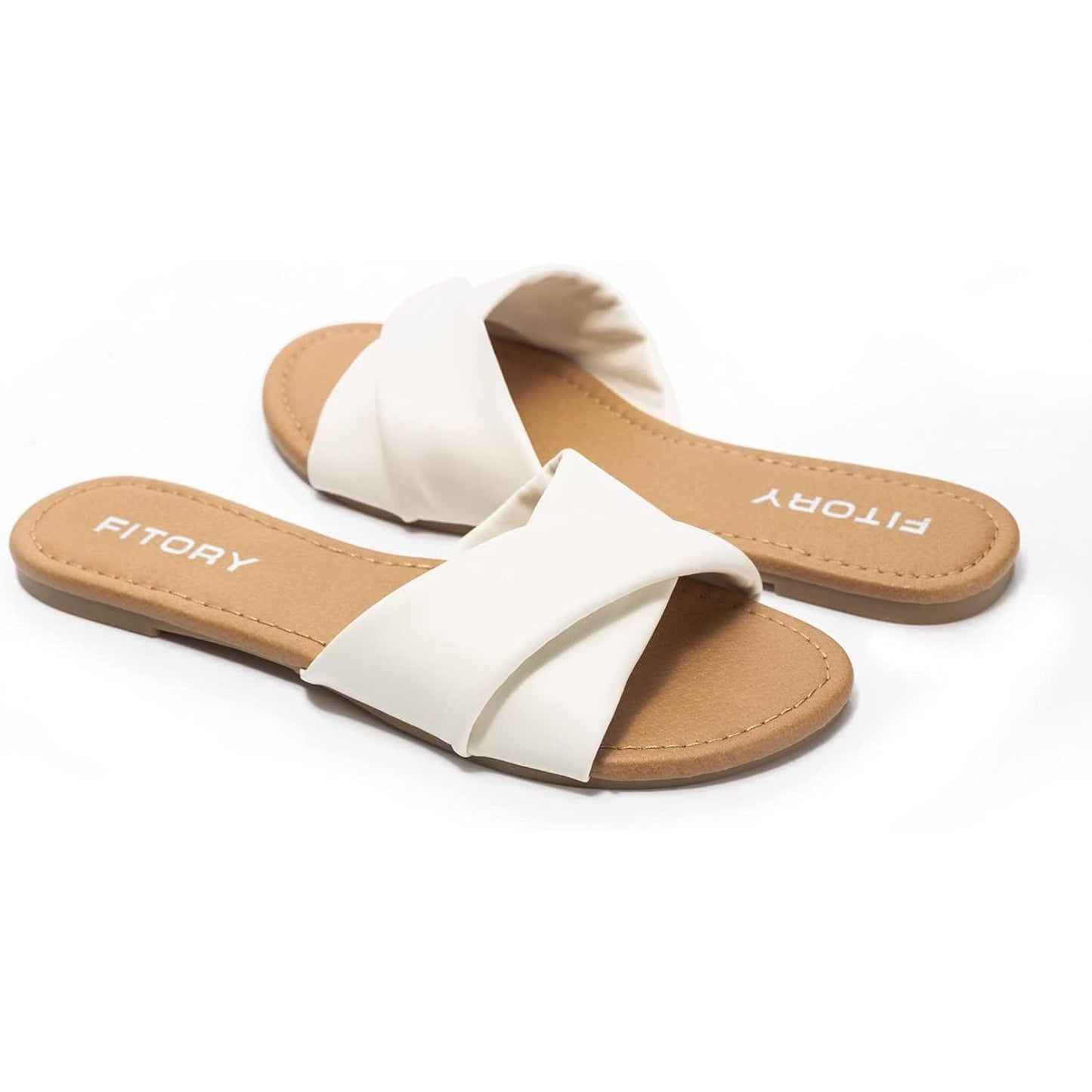 Women'S Flat Sandals Fashion Slides with Soft Leather Slippers for Summer Size 6-11