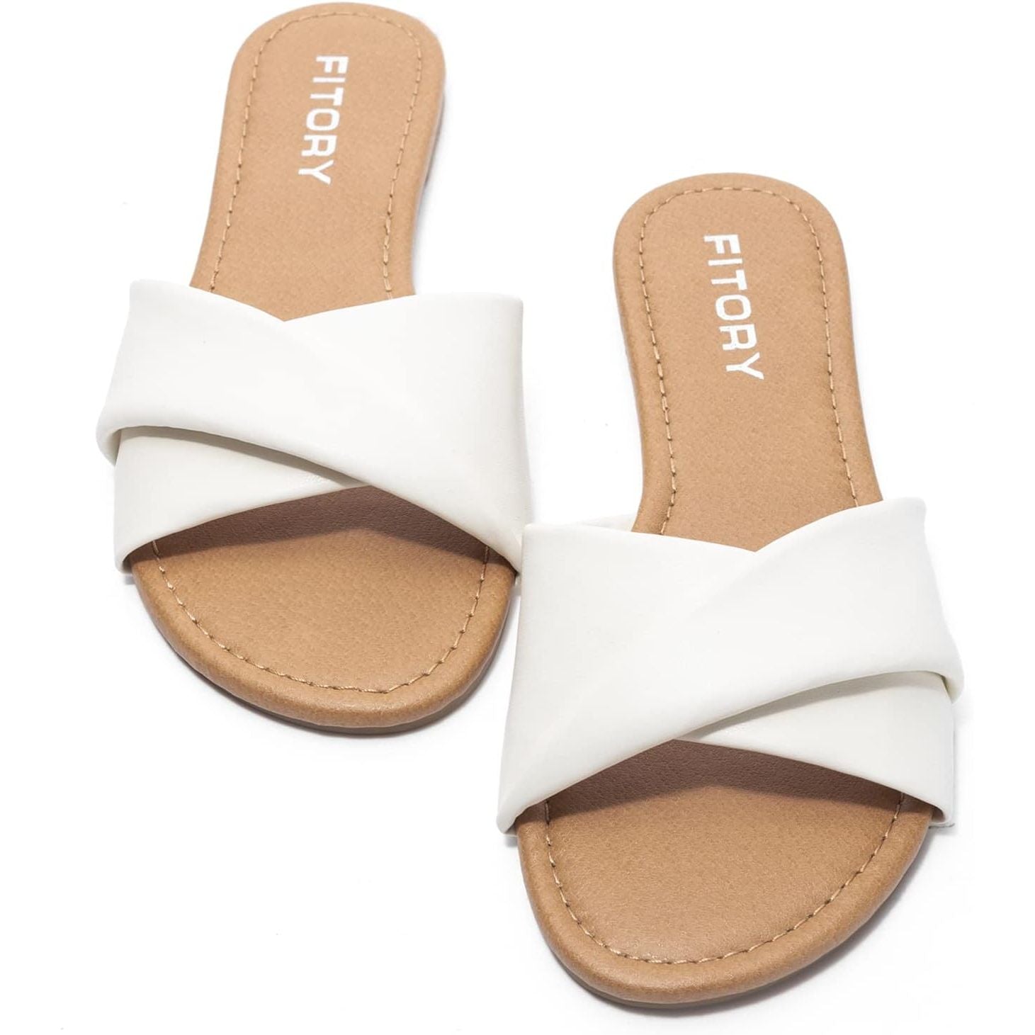 Women'S Flat Sandals Fashion Slides with Soft Leather Slippers for Summer Size 6-11