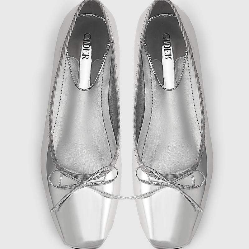 Cider Bow Decor Square Toe Ballet Mary Jane Flats, Classic Chic Ballet Flats for Daily Casual & Work #Fallfreshness