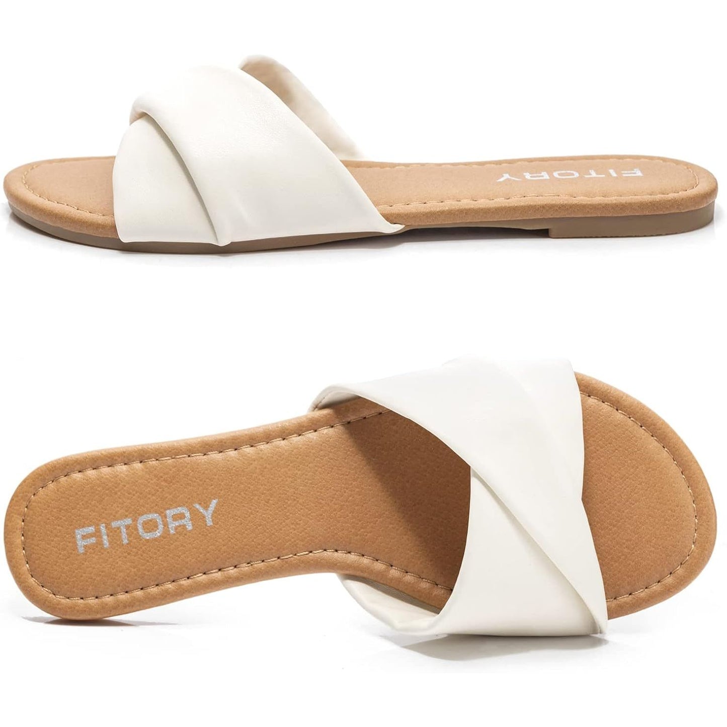 Women'S Flat Sandals Fashion Slides with Soft Leather Slippers for Summer Size 6-11