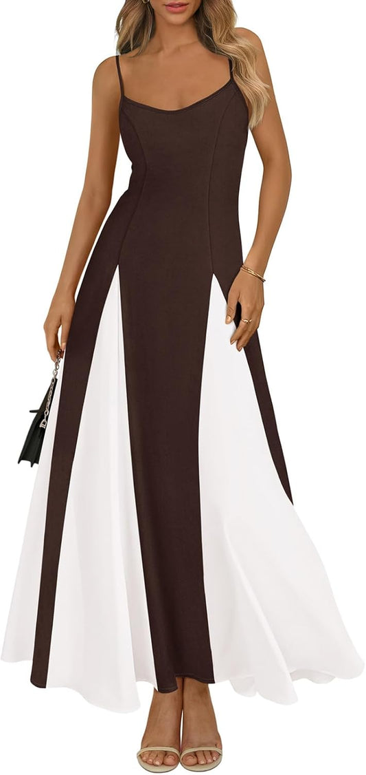 Spaghetti Strap Backless Summer Dresses for Women 2025 Flowy Maxi Dresses Sleeveless Wedding Guest Dress