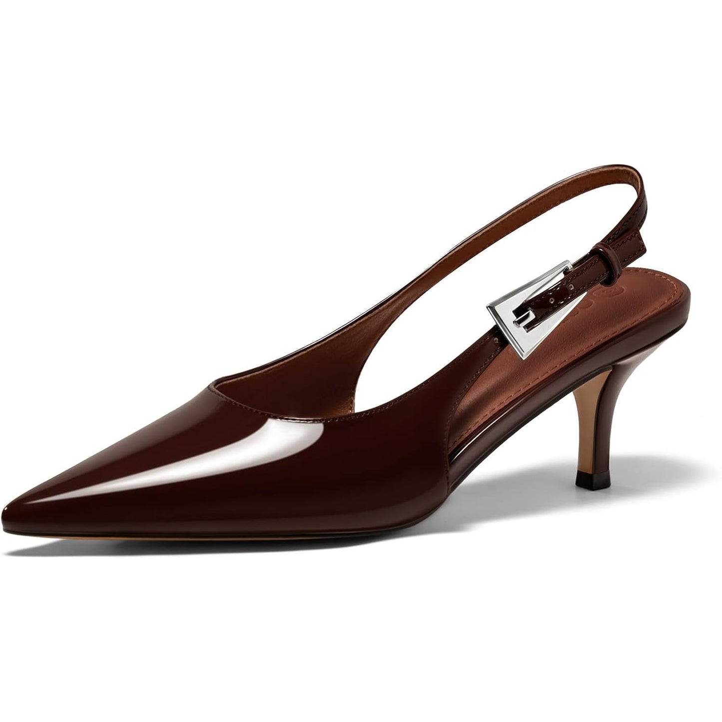 Womens Slingback Heels Kitten Low Heel Dress Shoes Closed Pointed Toe Buckle Pumps Work Wedding Shoes