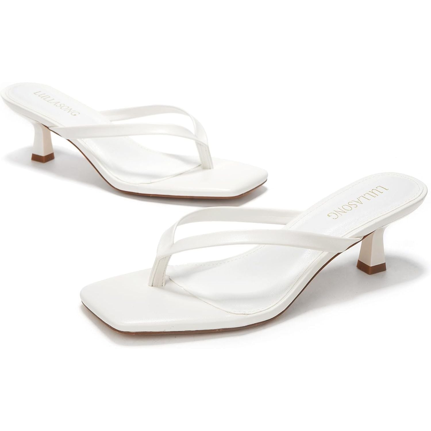 Women'S Kitten Heels Sandals Square Open Toe Flip Flop Heels 1.8-2 Inch Heeled Sandals for Women