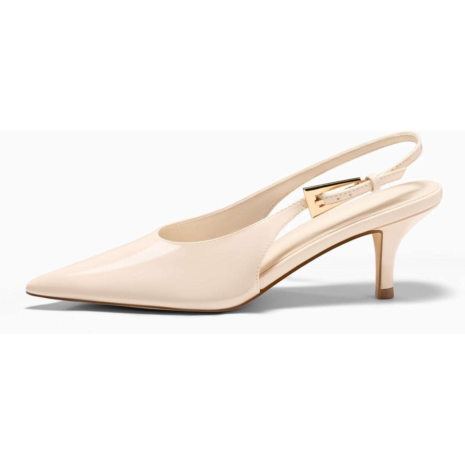 Womens Slingback Heels Kitten Low Heel Dress Shoes Closed Pointed Toe Buckle Pumps Work Wedding Shoes