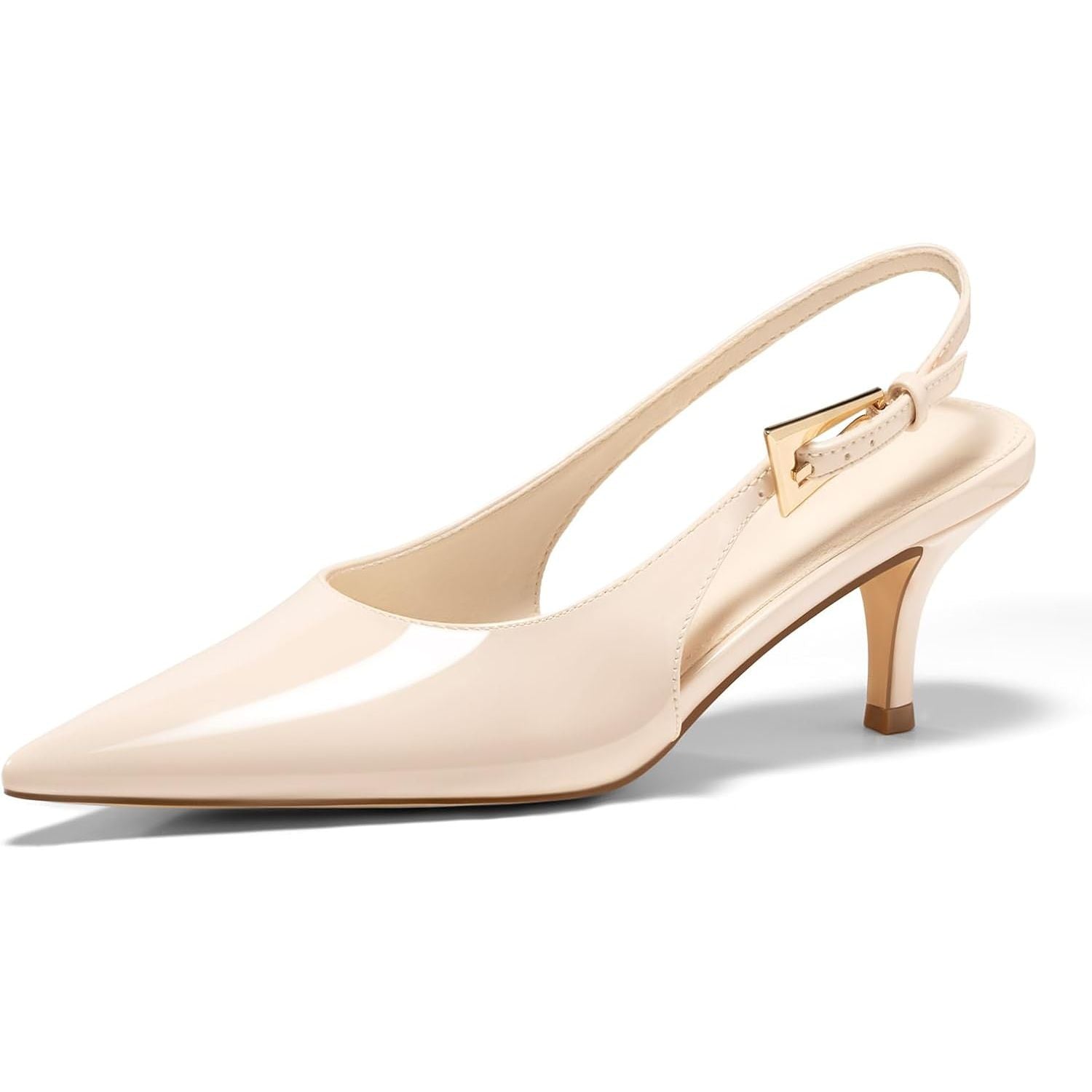 Womens Slingback Heels Kitten Low Heel Dress Shoes Closed Pointed Toe Buckle Pumps Work Wedding Shoes