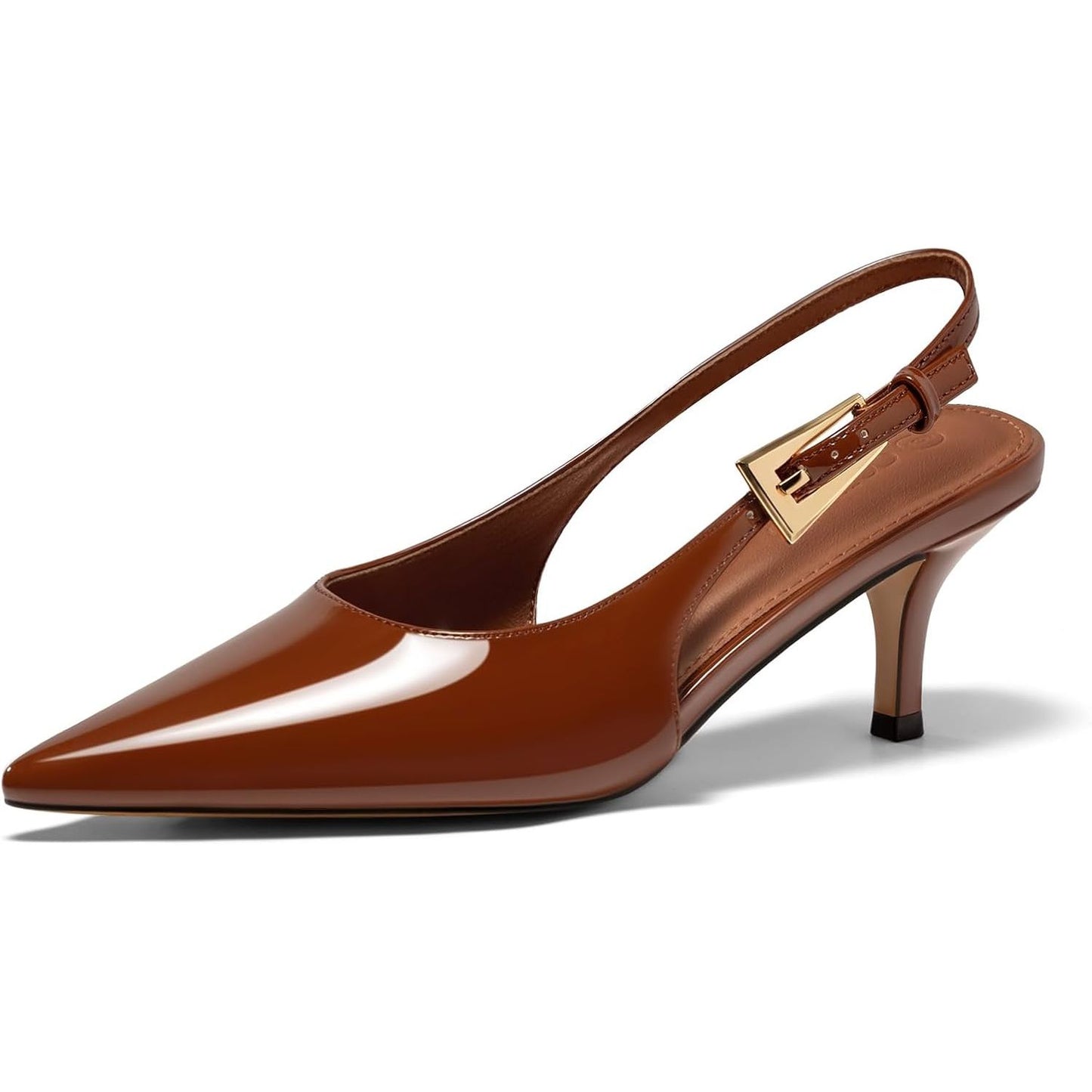 Womens Slingback Heels Kitten Low Heel Dress Shoes Closed Pointed Toe Buckle Pumps Work Wedding Shoes