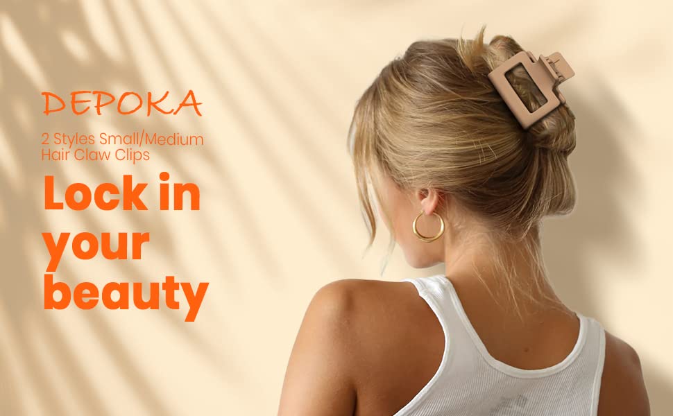 Matte Hair Clips for Women and Girls - Rectangle and Double Row Small Claw Clips for Thin/Medium Fine Hair - Nonslip Jaw Clips (Beige, Khaki, Brown, Black)