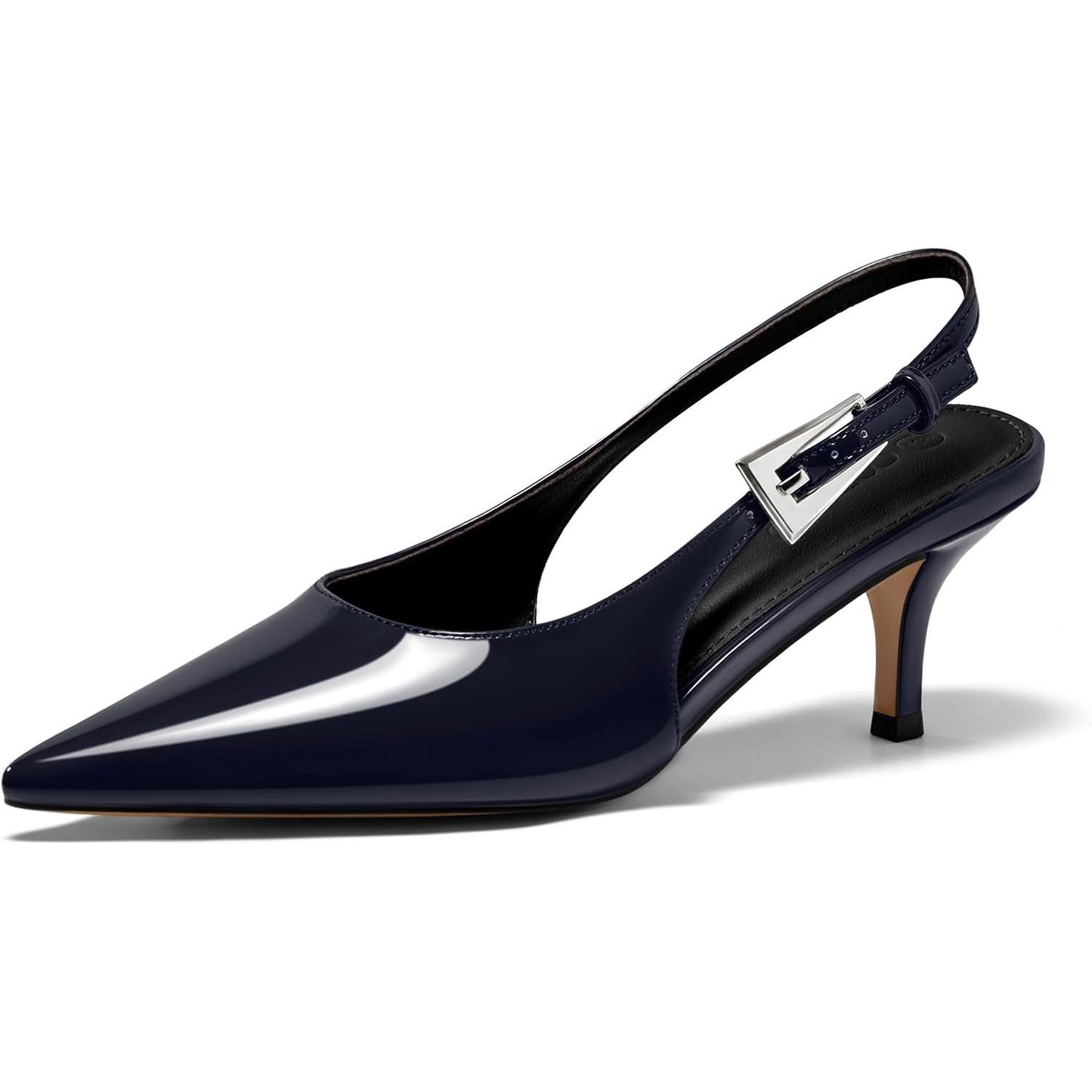 Womens Slingback Heels Kitten Low Heel Dress Shoes Closed Pointed Toe Buckle Pumps Work Wedding Shoes